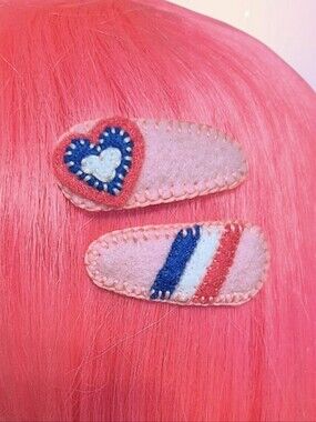 Handmade Pink Felt Hair Clip Set